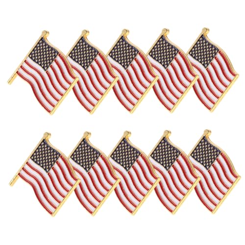 COLLBATH 10 Stück Flaggen Anstecker Patriotic Broschen für Unabhängigkeitstag Dekorative Pins für Kleidung Taschen Rucksäcke Leicht und Langlebig von COLLBATH
