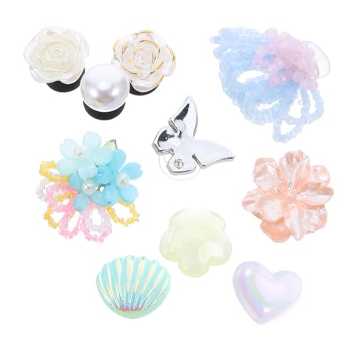 COLLBATH 10 Stück Teiliges Dekorative Schuhclips mit Pastellblauen Blumen und Silbernen Schmetterlingen Abnehmbare Handgemachte Schuhschmuck-broschen für Hochzeit Party und Alltag von COLLBATH