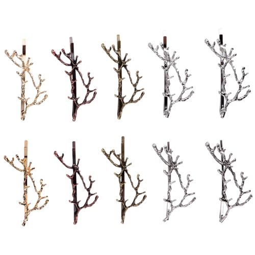 COLLBATH 10 Stück Teiliges Geweih Haarspangen Silber Gold Kupfer Vintage Modische Haarclips für Mädchen Damen Festliche Haarnadeln für Weihnachten Party Geschenk von COLLBATH