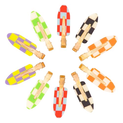 COLLBATH 10 Stück Teiliges Haarschmuck Flach Spurenfrei Schachbrettmuster und Bunte Große Karos für Vielseitiges Haarstyling Damen und Make up von COLLBATH