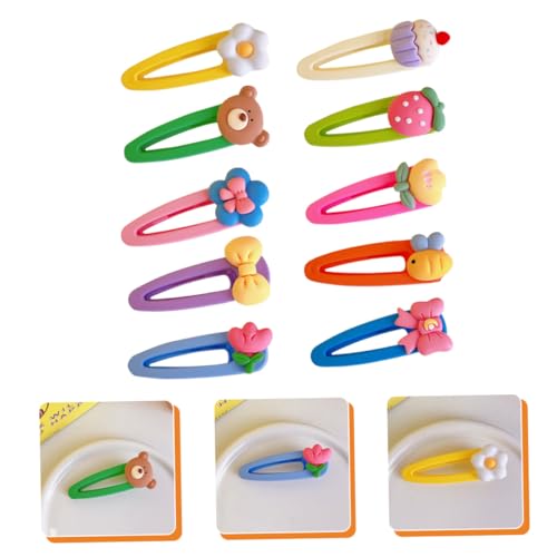COLLBATH 10 Stück Teiliges Kawaii Haarklammern Set für Mädchen Bunte Cartoon Früchte Haarschmuck Langlebige Resin und Metallclips Fester Sitz für Kindergeburtstage und Alltag von COLLBATH
