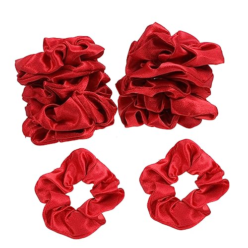 COLLBATH 10 Stück Teiliges Rote Weihnachts Scrunchies aus Satin Elastische Haargummis mit Festlichem Design Dehnbar und Schonend für Mädchen Modisches Haaraccessoire für Weihnachtsfeiern von COLLBATH