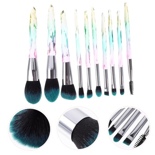 COLLBATH 10 Stück Teiliges Schminkpinsel set mit Transparentem Diamantgriff Langlebige Kunststoffborsten Vielseitig Einsetzbar für Puder Lidschatten und Foundation Geeignet für Profis und von COLLBATH