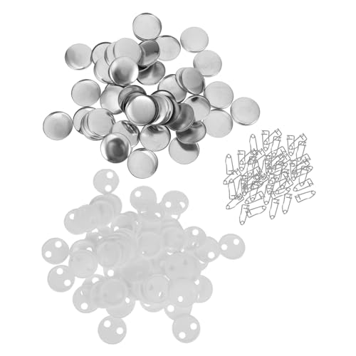 COLLBATH 100 Sätze Blanko Badge DIY Button Craft Teile Transparente Schutzfolie Rostfreie Anstecknadeln Wasser und Staubabweisend für Foto Buttons Schulprojekte Geschenkideen von COLLBATH