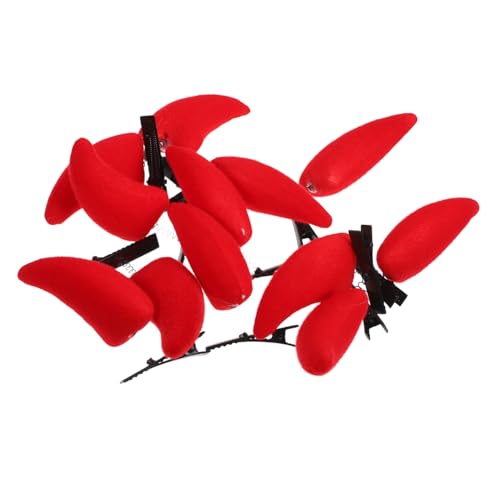COLLBATH 12 Stück Rote Teufelshorn Haarklammern für Frauen und Teens Langlebige Halloween Haarclips Einfache Anbringung Vielseitiges Cosplay und Party Kostüm Zubehör von COLLBATH