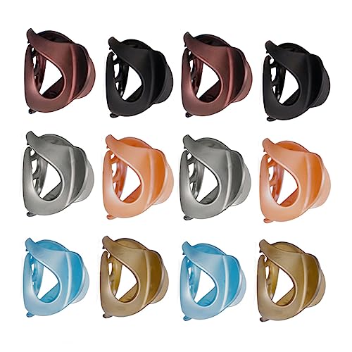 COLLBATH 12 Stück Teiliges Acryl Haarklammer Rutschfeste Haarklaue mit Zähnen für Frauen und Mädchen Haarschmuckclips in Blau Braun Orange Khaki Geeignet für Haartypen von COLLBATH