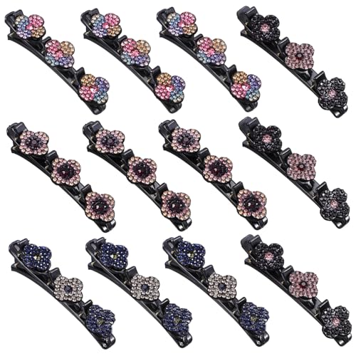 COLLBATH 12stücke Geflochtene Haarspangen Aus Kristallsteinen Funkelnde Haarspangen Für Mädchen Und Frauen Glitzer-haarspangen Mit Strass Haar-accessoires Für Verschiedene Anlässe von COLLBATH
