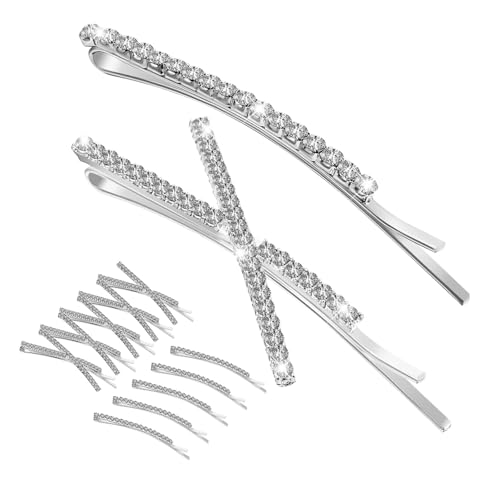 COLLBATH 12 Stück Teiliges Strass Haarnadeln Silber X form und Gerade Haarklammern Glitzernde Haarschmuck Damen Haarspangen für Hochzeit Abschlussfeier Styling von COLLBATH