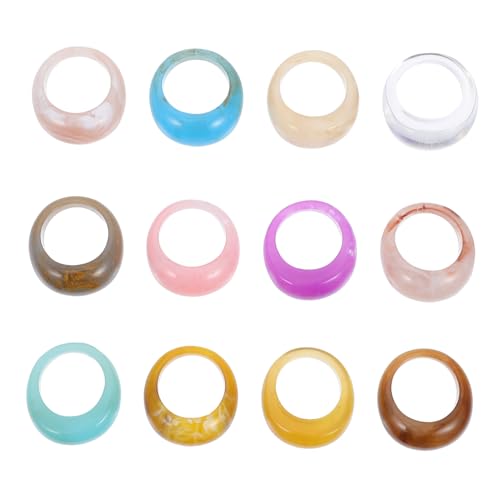 COLLBATH 12stücke Vintage Bunte Harzringe Dicke Kuppelfingerringe Damen Schmuck Finger Schmuck von COLLBATH