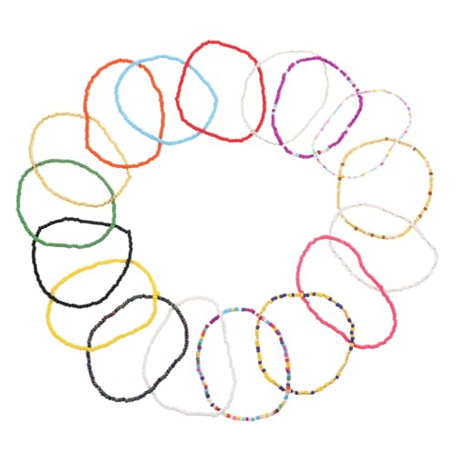 COLLBATH 17stücke Perlenfußkettchen Für Damen Handgefertigte Boho-stil Fußkettchen Mit Glasperlen Elastisches Fußkettchen Für Erwachsene Und Mädchen Für Sommer Und Strand-outfits von COLLBATH