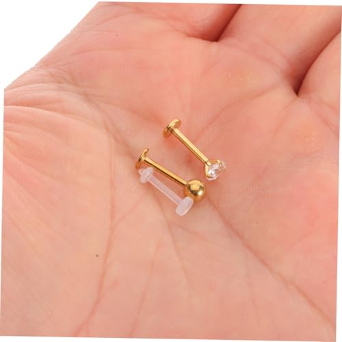 COLLBATH 18 Stück Teiliges Labret Lippenpiercing mit Funkelnden Zirkonia Flacher Rücken Verschiedene Hip Hop Ohr und Helixstecker für Damen und Herren von COLLBATH