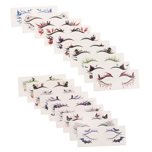 COLLBATH 19 Stück Teiliges Halloween Augen-make-up Tattoo- Wasserfeste Eyeliner-sticker mit Kürbis Spinnennetz-motiven Einfache Anwendung für Karneval Maskenball und Party-gesichtsschminke von COLLBATH