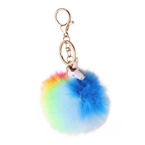 COLLBATH 1Pc Farbenfrohe Einhornpelzkugel Anhängerbeutel Zauber Gänse Key Halter Kette Lanyard Kaninchen Würfel Key Ring Plüsch Ringe Wallet Tier Custom Hamster Unicorn Stifte von COLLBATH