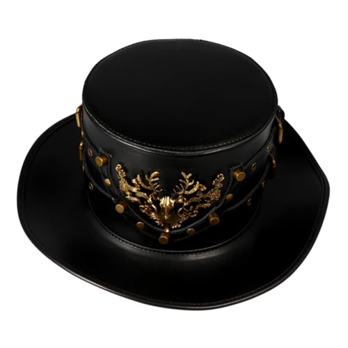 COLLBATH Pu-leder Gentleman Hut Elch Muster Punk Niet Dekorative Kappe Für Männer Erwachsene Hut von COLLBATH