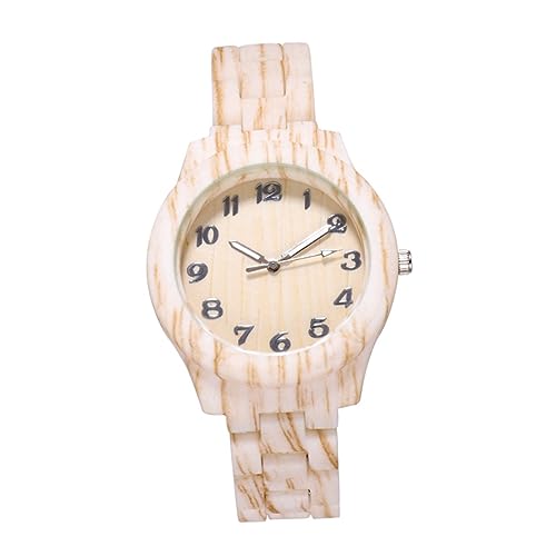 COLLBATH Bambusimitat-quarzuhr Modische Armbanduhr Kreatives Geburtstagsgeschenk Für Männer Und Frauen Beige Angenehmes PVC-Armband Unisex Langlebig Geeignet Für Jeden Anlass von COLLBATH
