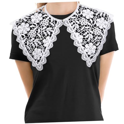 COLLBATH Spitzenschal Aus Baumwollmaterial Mit Floralem Ausschnitt Für Pullover Für Damen Und Abendveranstaltungen von COLLBATH