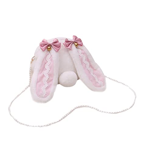 COLLBATH Kaninchen Umhängetasche Für Damen Plüsch Schultertasche Casual Bag Reiseutensilien Tragbar Geldbörse Brille Handy Kosmetik Karten Platzig von COLLBATH