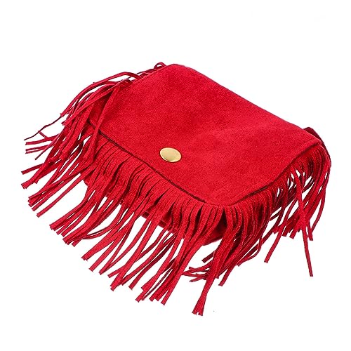 COLLBATH Umhängetasche Für Kinder Mit Quasten Kreative Schultertasche Rot Für Mädchen Einzigartiges Design Für Alltag Und Reisen von COLLBATH