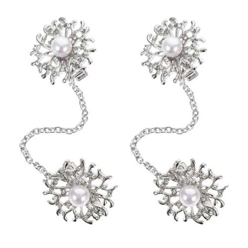 COLLBATH 2 Cinch-Clips: Strickjacken-Clips mit Perlen im Vintage-Stil für Damen – Schalklammer aus Legierung für Damenkleidung – Stilvolle Kragenkettenklammer für formelle und Anlässe von COLLBATH