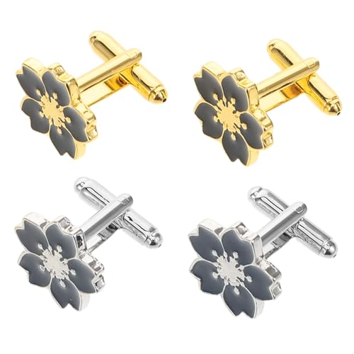 COLLBATH 2paare Vintage-manschettenknöpfe Mit Blumenmuster Retro-manschettenknöpfe Für Damen Als Kleidungsaccessoire Mit Japanischem Design Für Stilvolle Business-anzüge von COLLBATH