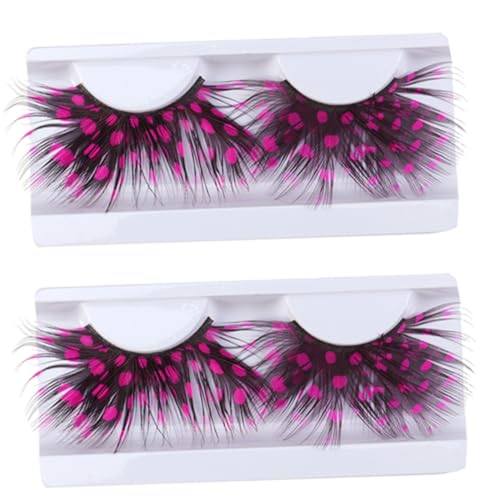 COLLBATH 2 Paare Pinke Federn Falsche Wimpern Wiederverwendbare Dramatische Extensions für Damen für Kostüme Cosplay Party und Tanz Natürliche Auffällige Augen Make Up Styles von COLLBATH