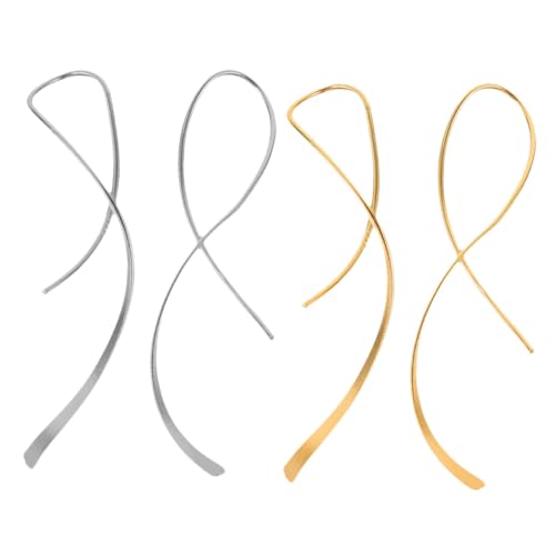 COLLBATH 2 Paare Sterlingsilber Ohrstecker Damen Geometrische Twist Ohrhänger Wellenförmig Leicht Party Schmuck Weißgold Gelbgold von COLLBATH