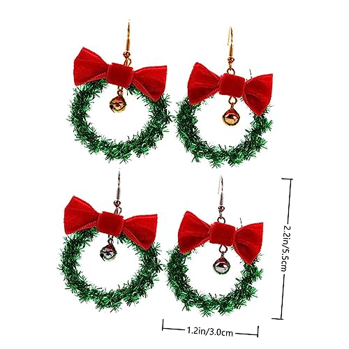 COLLBATH 2 Paare Weihnachts Ohrringe mit Schleifen Glöckchen Kreative Ohrhänger für Frauen Festliche Ohrschmuck Dekorationen Verschiedenen Farben Weihnachten Partys von COLLBATH