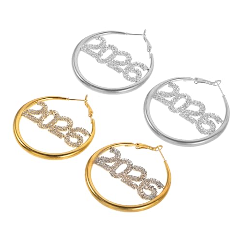 COLLBATH 2 Paare Zahlen Ohrhänger mit Funkelnden Strasssteinen Leichte Auffällige Kreolen für Frauen Neujahrs Party Ohrringe Glänzende Ohranhänger für Festliche Anlässe von COLLBATH