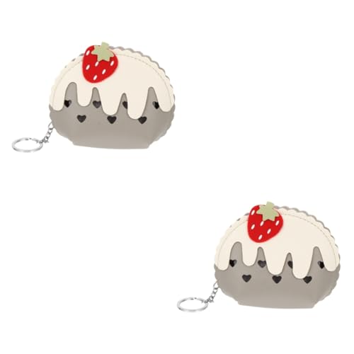 COLLBATH 2 STK Mini-geldbörse Aufbewahrungstasche Für Erdbeerkarten Reißverschluss-geldbörse Schlüsseletui Mit Reißverschluss Geldbörse Reißverschluss Cartoon-geldbörse Light Grey Hardware- von COLLBATH