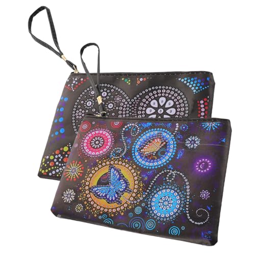 COLLBATH 2 Sätze Damen Abendtaschen mit Dekorativem Strass Mandala Design Leichte Clutch mit Passender Kapazität für Party Urlaub Shopping und Alltag Stilvolle Handgelenktaschen für Frauen von COLLBATH