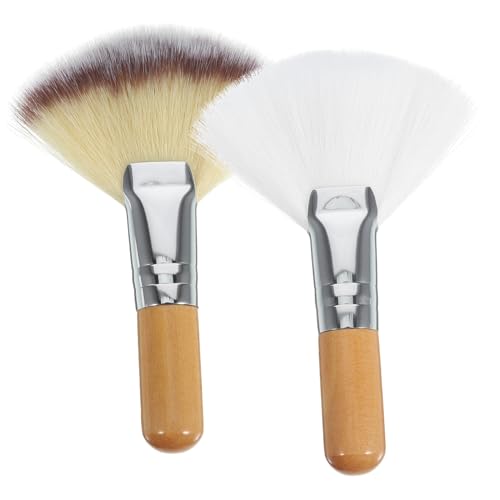 COLLBATH 2 Stck. Teiliges Fan Makeup Pinsel für Lose Puder und Weiche Borsten Professioneller Gesichtspinsel zum Highlighten und Fixieren Geeignet für Damen und Make Up Anwendungen von COLLBATH