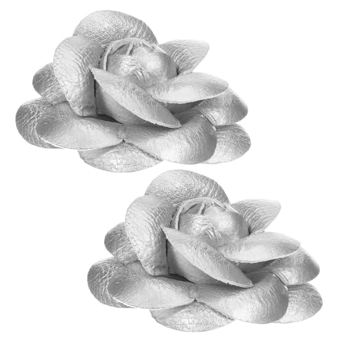 COLLBATH 2 Stück Abnehmbare Blüten schuhclips aus Satin und Kunstleder Silberfarbene Damenschuh broschen Stilvolle Schuhschmuck anstecker für Pumps High Heels Flats für Hochzeit und Alltag von COLLBATH