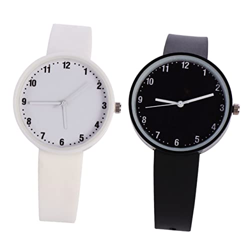 COLLBATH 2stücke Einfarbige Armbanduhren Für Mädchen Damen-Uhren Mit Pc- Für Genaue Zeitmessung Für Studenten in Weißer Und Schwarzer Farbe von COLLBATH