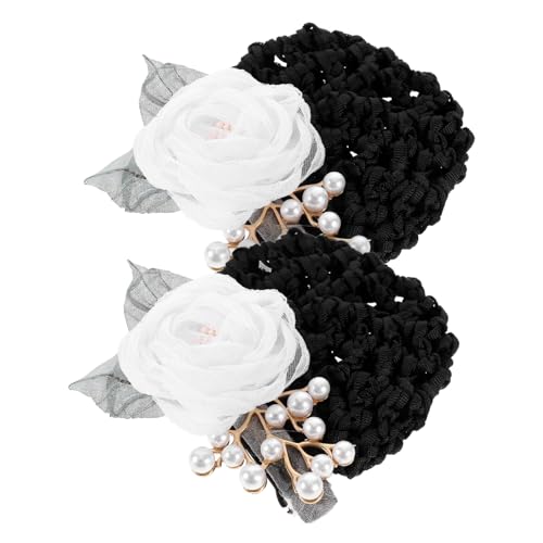COLLBATH 2 Stück Blumiges Haarnetz Haarklammern Damen Haarspangen für Dutt Elegant Haarnetzclips Passend für Dickes Dünnes Haar Büro Schule Alltag von COLLBATH