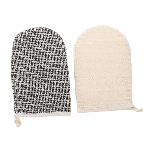 COLLBATH 2 Stück Doppelseitige Peelinghandschuhe Loofah Mitts für Dusche und Bad Tiefenreinigung und Sanftes Körperpeeling Massagehandschuhe zur Hautpflege für Damen und Herren von COLLBATH