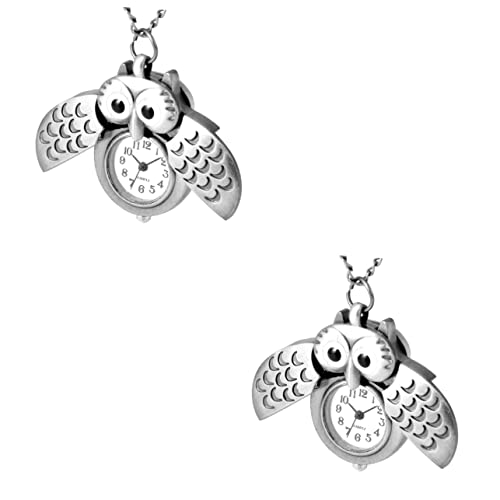 COLLBATH 2 Stück Einzigartige Taschenuhr in Eulenform Vintage-Eule Für Die Familie Silberne Eulen- -Uhr von COLLBATH