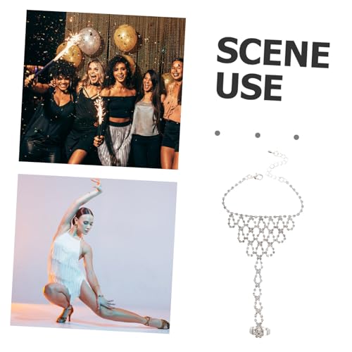 COLLBATH 2 Stück Elegantes Teiliges Strass Handkettchen mit Integriertem Fingerring aus Kupfer Funkelndes Silberfarbenes Brautschmuck Set für Hochzeit und Party Modisches Damenarmband mit von COLLBATH