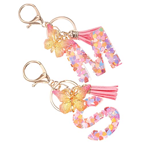 COLLBATH 2er Satz Buchstabenschlüsselanhänger Schmetterlingsanhänger Autoschlüsselanhänger Taschenanhänger Rucksackanhänger Für Damen von COLLBATH