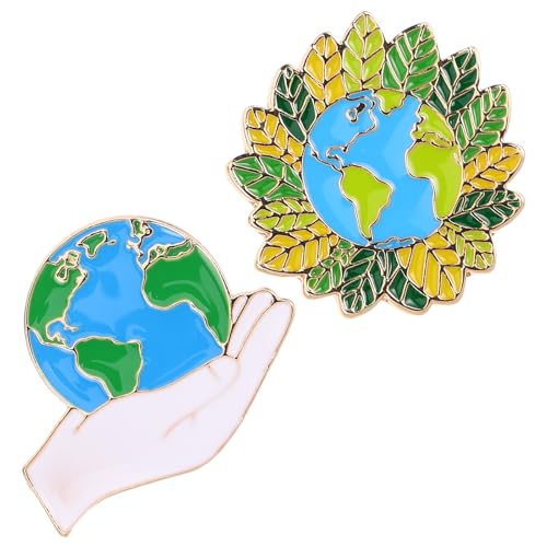 COLLBATH 2 Stück Erde Emaille Anstecknadel Erde Tag Cartoon Brosche Pin Schmuck Accessoire für Rucksäcke Kleidung Taschen Hüte Hemden Kleid Dekoration Bildungsgeschenk von COLLBATH