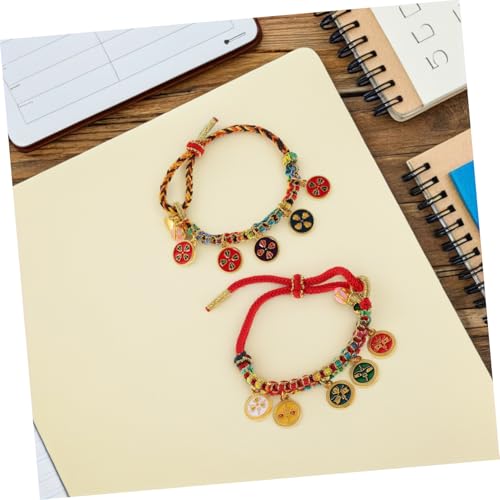 COLLBATH 2 Stück Ethnisches Handgefertigtes Baumwollseil Armband Tibetischer Stil Farbenfroher Faden Glücksbringer für Wohlstand und Reichtum Unisex Leicht und Hautfreundlich von COLLBATH
