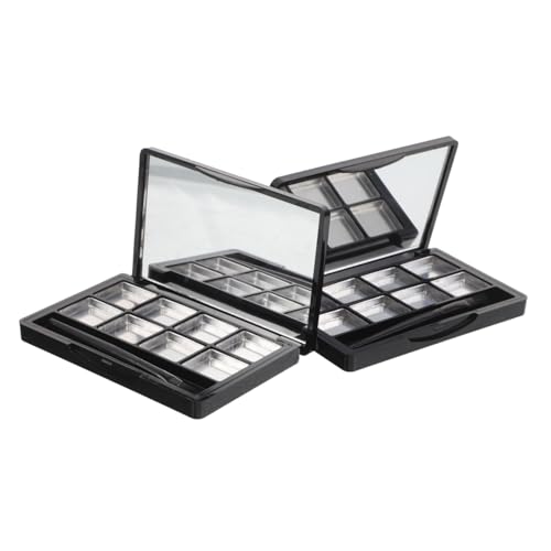 COLLBATH 2 Stück Fächer Lidschattenpalette mit Integriertem Spiegel und Lippenpinsel Nachfüllbarer Make-up Organizer aus Langlebigem Kunststoff und Praktische Aufbewahrung für Lidschatten von COLLBATH