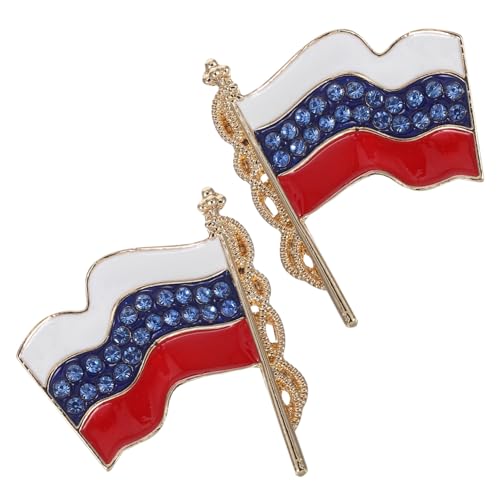COLLBATH 2stücke Strass-anstecknadel Mit Russischer Flagge Flaggen-brosche Aus Strass-anstecknadel Für Mantel Kleid Hut Formelle Anlässe von COLLBATH