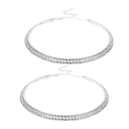 COLLBATH 2 Stück Funkelnde Choker Halskette mit Strass für Frauen für Hochzeiten Partys und Besondere Anlässe von COLLBATH