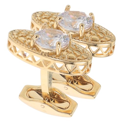 COLLBATH 2 Stück Goldene Manschettenknöpfe für Herren mit Klassische Französische Hemd Manschettenknöpfe für Formelle Anzüge und Geschäftliche Anlässe von COLLBATH