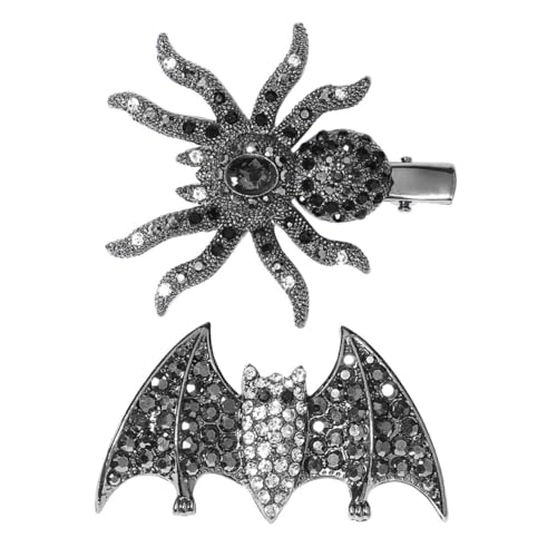 COLLBATH 2 Stück Gothic Haarklammer Teilig mit Strasssteinen Halloween Fledermaus und Spinne Haarspangen Punkiger Haarschmuck für Damen Vielseitig für Kostümpartys und Alltagsmode von COLLBATH
