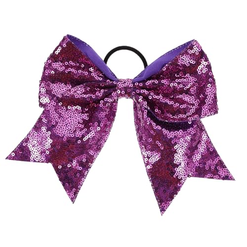 COLLBATH 2 Stück Haargummis mit Großer Schleife und Pailletten Elastische Haarschleifen für Mädchen Dünne Ponytail Halter Modischer Haarschmuck für Alltag Schule und Party von COLLBATH