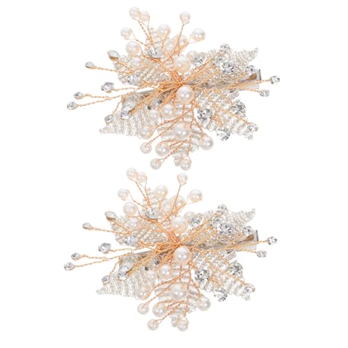 COLLBATH 2 Stück Handgefertigte Perlen-Haarspangen mit Strassblumen Stilvolle Braut-Haarschmuck-Accessoires Leichte Hypoallergene Hochzeitsschmuck für Frauen Vielseitig für Party und von COLLBATH