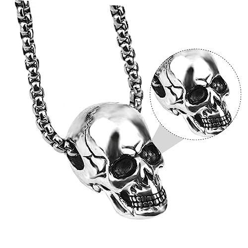 COLLBATH 2 Stück Herren Halskette mit Anhänger Titanstahl Schädelkette für Männer Trendige Schmuckdekoration für Halloween Partys COLLBATH 2 Stück Herren Halskette mit Anhänger Titanstahl Schädelkette für Männer Trendige Schmuckdekoration für Halloween Partys von COLLBATH