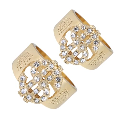 COLLBATH 2 Stück Herren Verstellbare Finger Ringe im Hip Hop Goldene Dollarzeichen Ringe für Männer Fingerdekoration für Partys COLLBATH 2 Stück Herren Verstellbare Finger Ringe im Hip Hop Goldene Dollarzeichen Ringe für Männer Fingerdekoration für Partys von COLLBATH