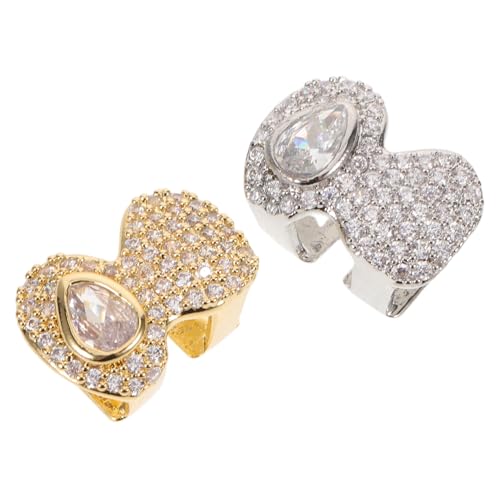 COLLBATH 2 Stück Hip-hop Zahngrills mit Wasserfallförmigen Zirkonia Abnehmbare Gold Silber-zahnkappen Verblassungsbeständig Komfortabel Tragbar für Männer und Frauen bei Partys und Cosplay von COLLBATH